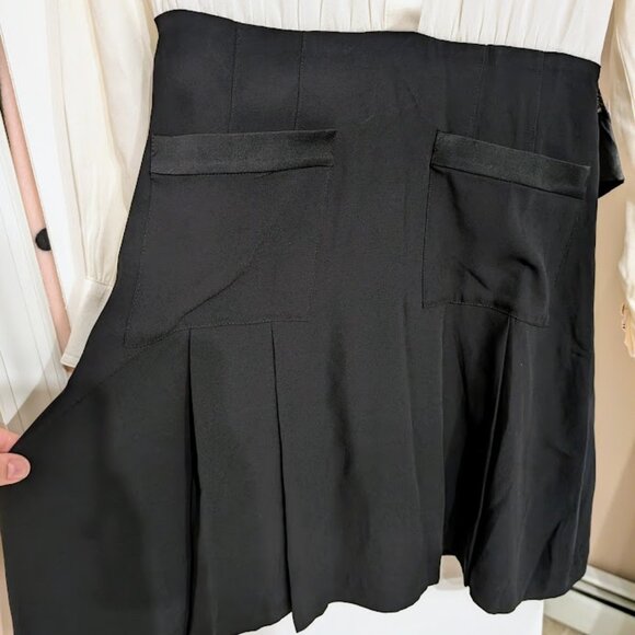 J. Crew Button-Front Crepe Shirt Dress Ivory Black 4 EUC - Picture 9 of 14